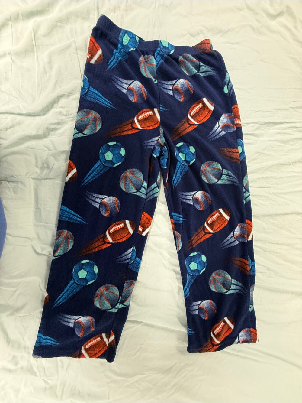 Cuddl Duds Boys Youth Size L (10/12) Navy Sports Motion Fleece Pajama Pants